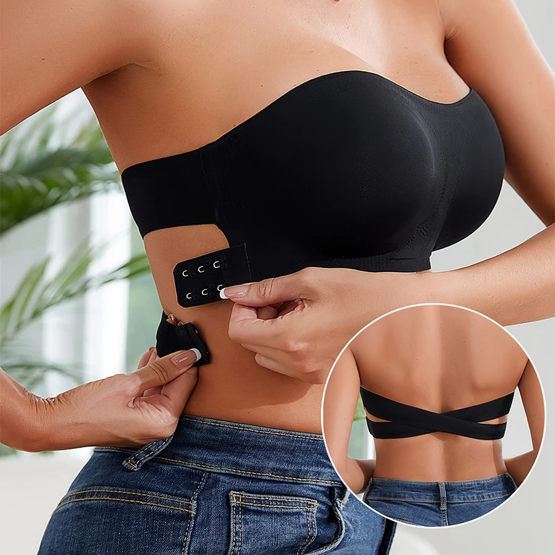 Push Up Bra Padded - Damski seksowny biustonosz bez ramiączek, modelujący,