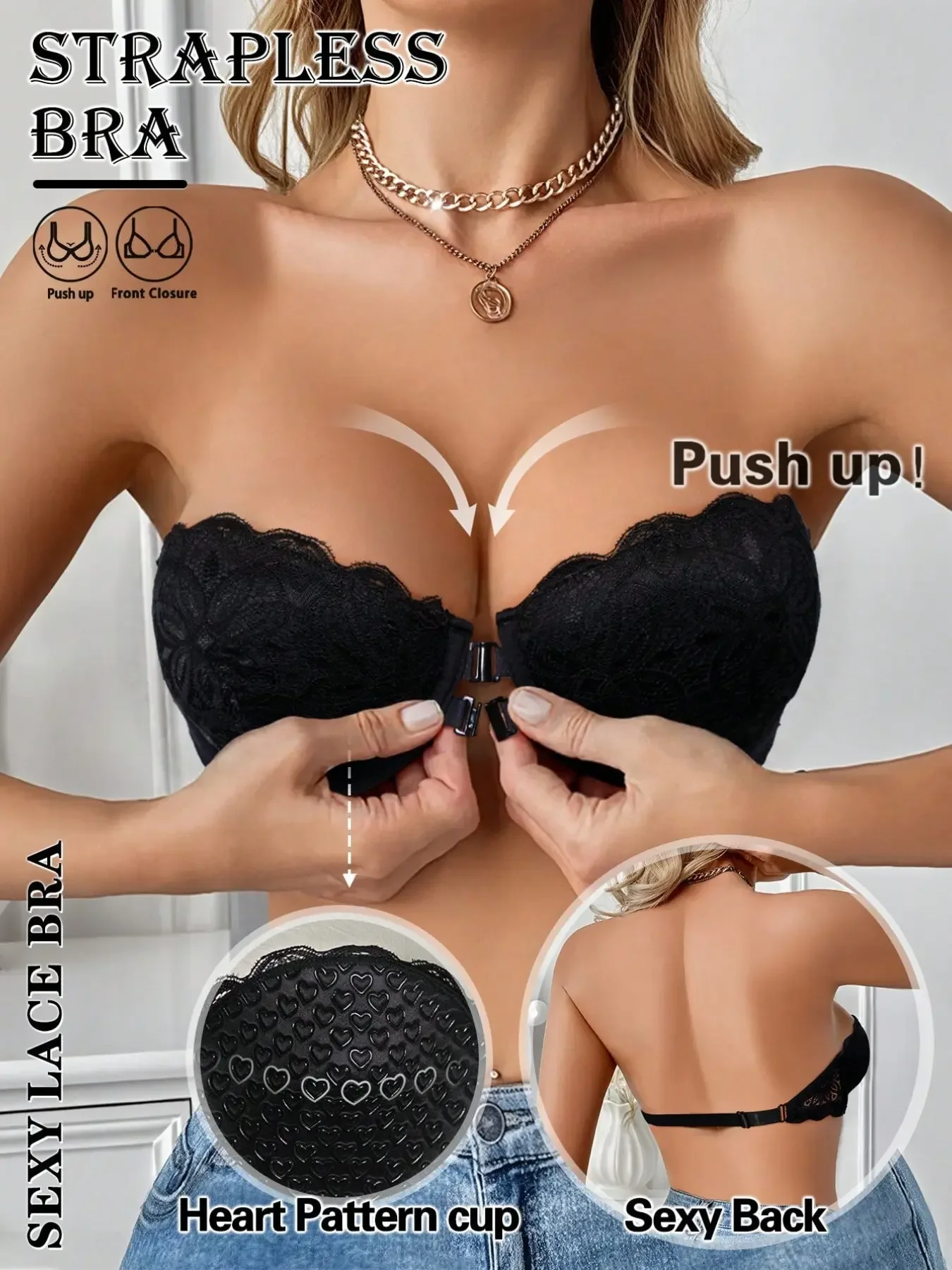 Strapless Bra Backless - Seksowny biustonosz push-up bez ramiączek z