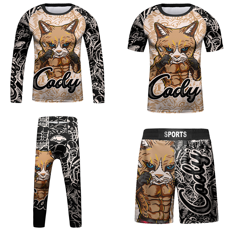 Boyshort Underwear - Dzieci Bjj Rashguard Jiu T-shirt +
